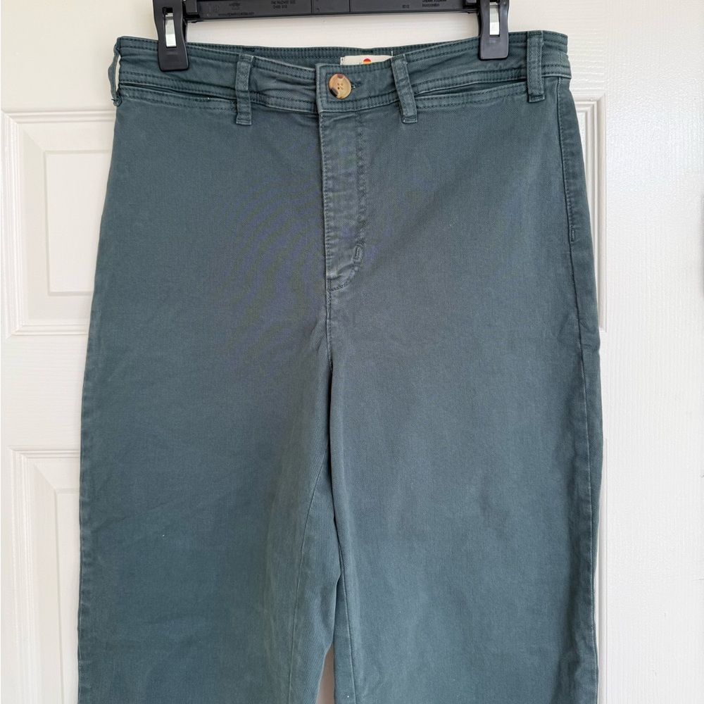 Marine Layer Wide Leg Stylish Dark Teal Blue Green Pants Size 10 - Picture 3 of 8